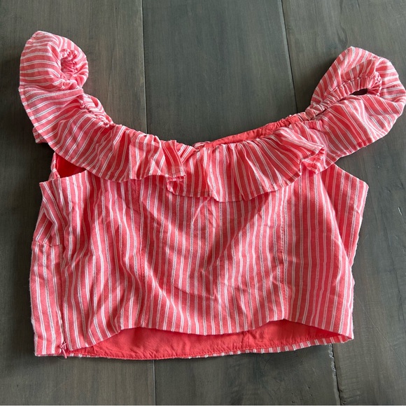 Free People Young Love Coral Striped Crop Top - Picture 6 of 6